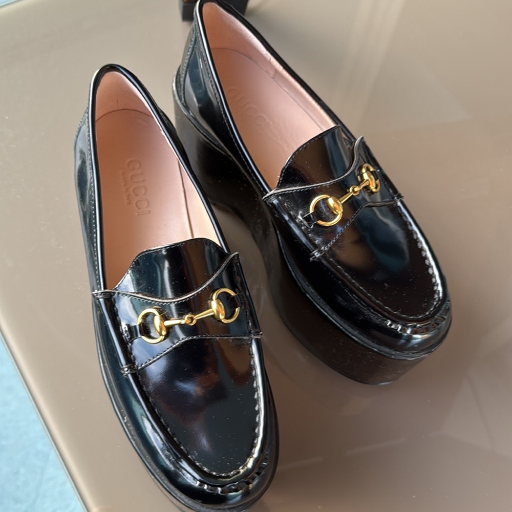 Horsebit leather platform loafers